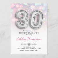 aniversário de 30 anos - Luzes Rosa dos Balões de
