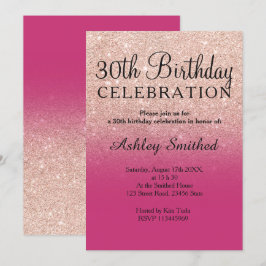 Convite Aniversário de 30 anos magenta do ombre do brilho