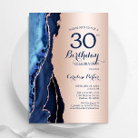 Convite aniversário de 30 anos Marinho Dourado Agate Azul<br><div class="desc">convite de festas marinho azul e rosa dourado aniversário de 30 anos. Elegante design moderno com cor azul-real de água agate marble geode background, faux glitter rosa gold e typografia script font. Trendy convida o cartão perfeito para uma comemoração de dia das mulheres na moda. Impressos convites Zazzle ou modelo...</div>