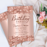 Convite Aniversário de 30 anos Metálico Elegante Dourado G<br><div class="desc">Os modernos e elegantes rosa de ouro metálico e aniversário de 30 anos de brilho. Esta design de cartão feminino adulta apresenta um roteiro de caligrafia manuscrito de na moda,  cor-de-rosa-pincel ou ouro-rosa com fundo metálico escovado com quadro de brilho. Fácil de personalizar,  perfeito para qualquer idade.</div>