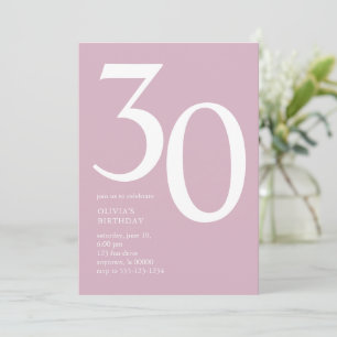 Convite Aniversário de 30 anos mínimo moderno rosa