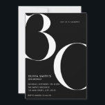 Convite Aniversário de 30 anos Mínimo Negro Moderno<br><div class="desc">Convite para aniversário de 30 anos de chic preto minimalista</div>