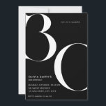 Convite Aniversário de 30 anos Mínimo Negro Moderno<br><div class="desc">Convite para aniversário de 30 anos de chic preto minimalista</div>