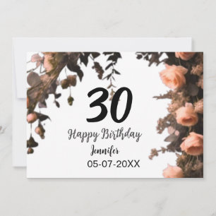 Convite Aniversário de 30 anos moderna de flor da rosa ros