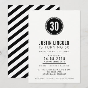 Convite ANIVERSÁRIO DE 30 ANOS MODERNA FONTE INVITE preto
