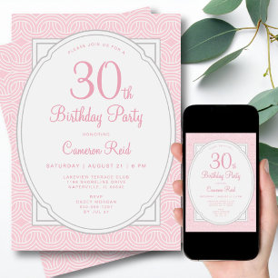 Convite Aniversário de 30 anos Moderno Chique Feminino Ele