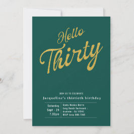 Convite Aniversário de 30 anos Moderno Dourado Verde 30