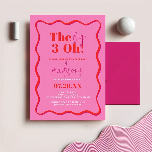 Convite aniversário de 30 anos na grande borda ondulada de (Criador carregado)