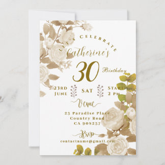 Convite Aniversário de 30 anos no Jardim de Rosas