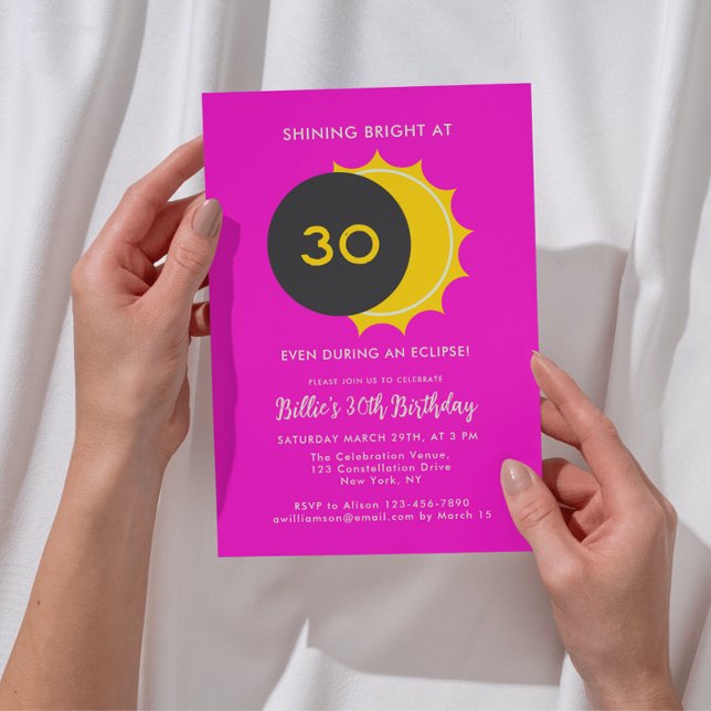 Convite aniversário de 30 anos | Partido Eclipse Solar Par (Add your event details to personalize the invitation.)