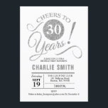 Convite aniversário de 30 anos - Prata branca<br><div class="desc">Convite de festas aniversário de 30 anos em Silver e Branco faux. Até 30 anos! Pode ser personalizado em qualquer idade. Envie-me uma mensagem se precisar de mais personalização.</div>