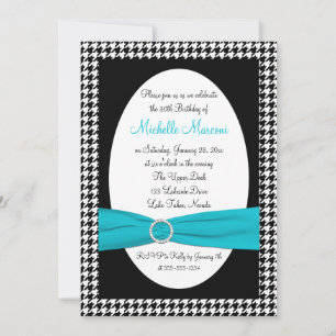Convite aniversário de 30 anos Preto Branco Aqua Houndsto