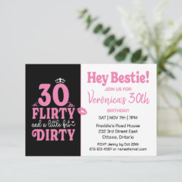 Convite Aniversário de 30 anos preto e rosa