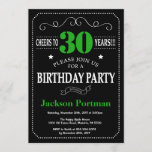 Convite aniversário de 30 anos, Preto e Verde<br><div class="desc">aniversário de 30 anos Convite para Tipografia Negra e Verde. Chalkboard. Fundo preto e branco. Aniversário Adulto. Homens ou Mulheres Aniversário. Meninos Meninos ou Meninas Meninas Meninas Adolescentes Convidam. 13 15 16º 18º 20 21rua 30 40º 50º 60º 80 de 70 100º. Qualquer Idade. Para mais personalização, clique no botão...</div>