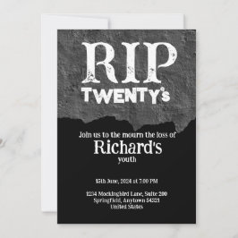 Convite Aniversário de 30 anos preto engraçado do Rip 20