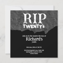 Convite Aniversário de 30 anos preto engraçado do Rip 20