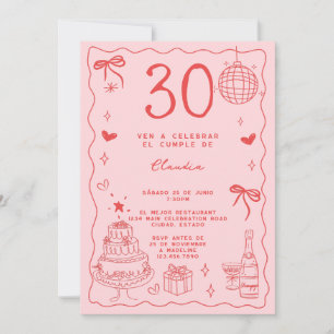 Convite Aniversário de 30 anos Retro Espanhol Excêntrico V