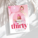 Convite Aniversário de 30 anos Rosa Arch de Fotografia Mod<br><div class="desc">Convite para aniversário de 30 anos cor-de-rosa com arco de fotos moderno</div>