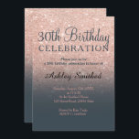 Convite aniversário de 30 anos Rosa dourado faux gliter ci<br><div class="desc">Um convite à aniversário de 30 anos rosa de glitter ombre,  moderno,  original e simples,  para um fundo de cinza de carvão totalmente personalizável. 30!</div>