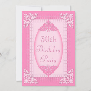 Convite Aniversário de 30 anos Rosa, Elegante e Feminino