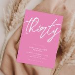 Convite Aniversário de 30 anos Rosa Elegante Moderno<br><div class="desc">Convite de festas aniversário de 30 anos moderno minimalista com design simples com tipografia elegante escrita à mão.</div>