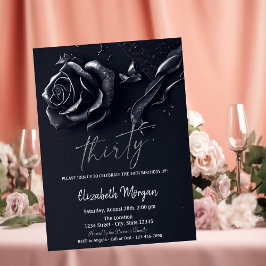 Convite Aniversário de 30 anos Rosa Gótico Azul Escuro