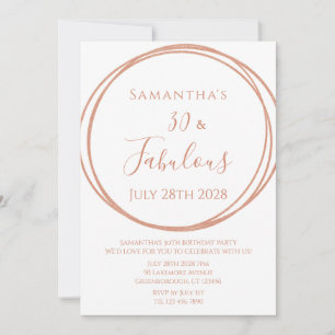 Convite Aniversário de 30 anos Rose Gold Minimalista