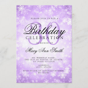 Convite Aniversário de 30 anos Roxo de inverno Elegante