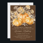 Convite aniversário de 30 anos Surpresa Partido Russo Boho<br><div class="desc">As abóboras de cor d'água elegantes são aninhadas em várias folhagens e flores de outono. Um fundo castanho escuro e rico enquadra-o à perfeição. Perfeito para uma comemoração do outono.</div>