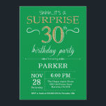 Convite aniversário de 30 anos surpresa Verde e Dourado<br><div class="desc">Convite para aniversário de 30 anos surpresa com fundo brilhante e Dourado. Aniversário Adulto. Homens ou Mulheres no Dia Convidam. Qualquer idade.
Para mais personalização,  clique no botão "Personalizar" e use a ferramenta design para modificar este modelo.</div>
