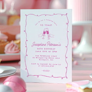 Convite aniversário de 30 anos Surprise Whimsical Doodle