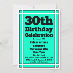 Convite Aniversário de 30 anos Teal