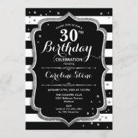 aniversário de 30 anos - Tiras brancas pretas prat