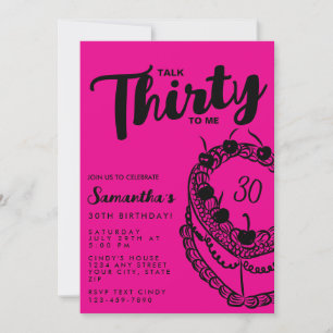 Convite Aniversário de 30 anos Trendy Pink Talk Thirty To