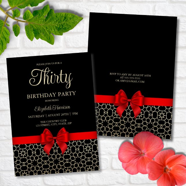 Convite Aniversário de 30 anos Vermelho Geométrico do Dour (Criador carregado)