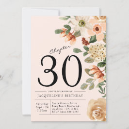 Convite aniversário de 30 anos Vintage Floral