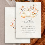 Convite aniversário de 30 anos White Pumpkin Fall Deixa El<br><div class="desc">As abóboras brancas legantes estão aninhadas em folhas verdes,  laranja e sage e flores silvestres.</div>
