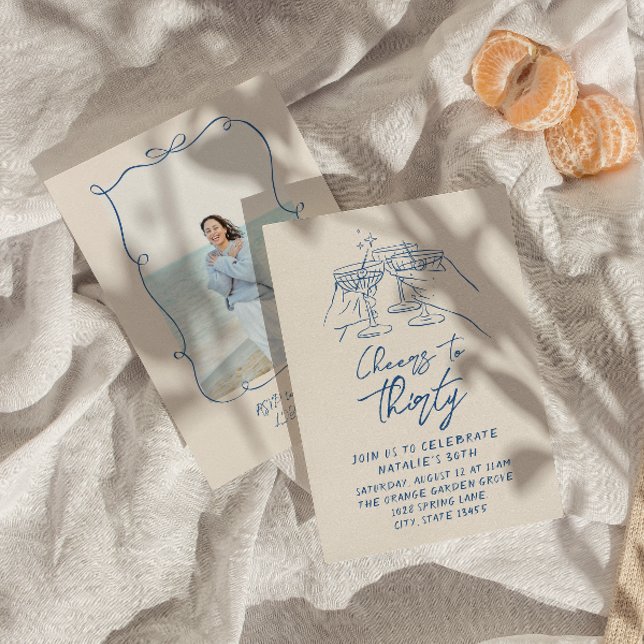 Convite Aniversário De 30 Doddle Cheed To 30 Costal Photo (Criador carregado)