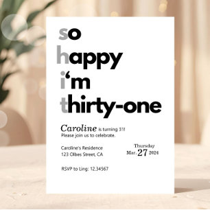 Convite Aniversário de 31 anos Engraçado Humor Divertido