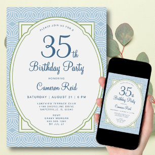 Convite Aniversário de 35 anos Adulto Qualquer Idade Moder