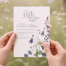 Aniversário de 35 anos com Floral de Aquarela de F