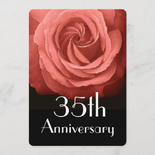 Convite Aniversário de 35 Anos de Casamento Coral Rose A02
