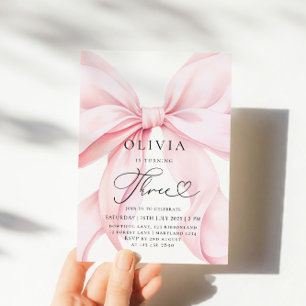 Convite Aniversário de 3 anos Arco Rosa