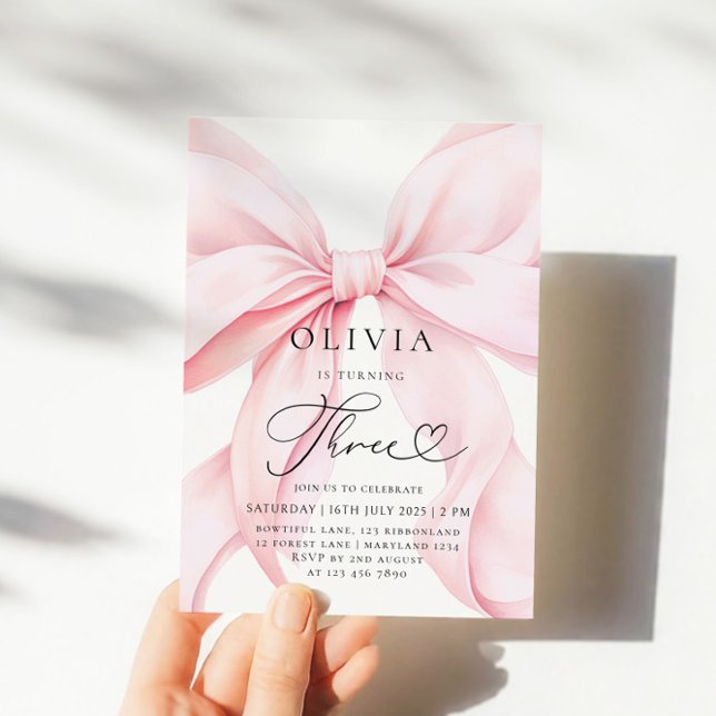 Convite Aniversário de 3 anos Arco Rosa (Criador carregado)