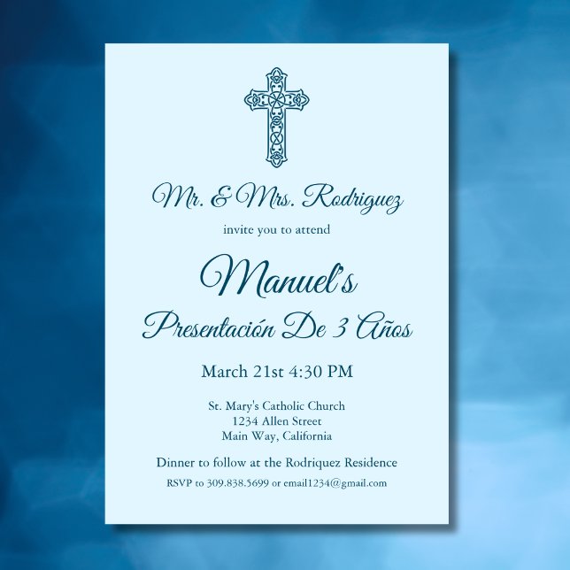 Convite Aniversário de 3 Anos Blue Mexican 3 Anos de Idade (Criador carregado)