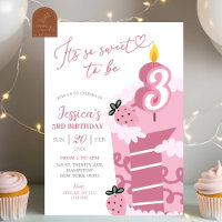 Aniversário de 3 anos de Bolo Rosa Divertido