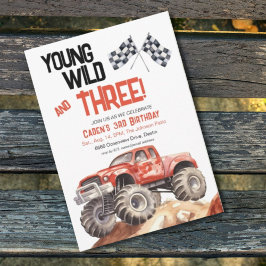 Convite Aniversário de 3 anos de Caminhão Negro Vermelho