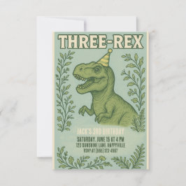 Convite Aniversário de 3 anos de Dinossauro Três Rex