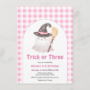 Convite Aniversário de 3 anos de Halloween Truque ou Três