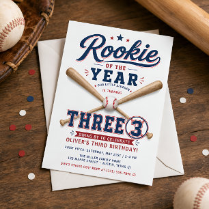 Convite Aniversário de 3 anos de Rookie of the Year Baseba